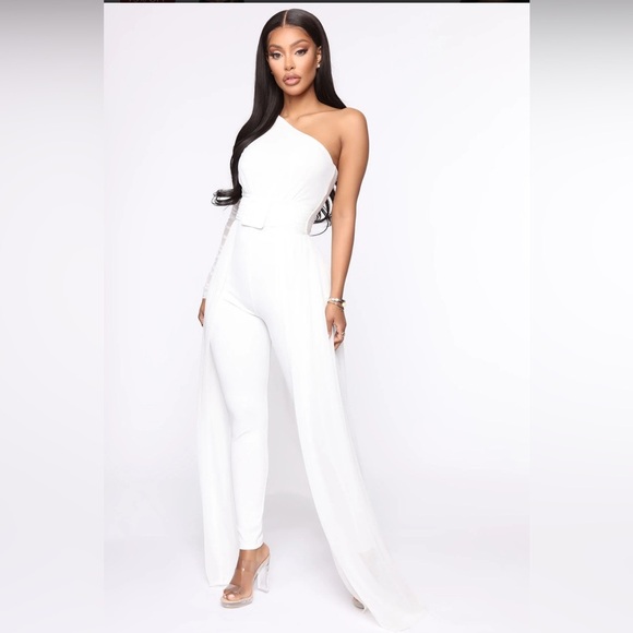 Women’s “Better Be Sure” Fashion Nova Mesh Jumpsuit in White size Large - Picture 5 of 11